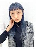 ロングレイヤーネイビーカラー小顔レイヤー