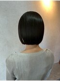 ボブ　ミルクティーベージュ　艶髪　髪質改善カラー　ショート
