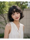 小顔ミディアムパーマミディアムデジタルパーマボブパーマ前髪