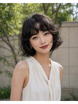 ノラ シブヤ(NORA)&nbsp;小顔ミディアムパーマミディアムデジタルパーマボブパーマ前髪