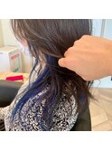 インナーカラーブルー×赤味抹殺アイスグレージュ