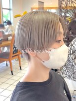 ヘアーアンドメイク サワ 上田本店(SAWA)&nbsp;丸みショートミルクティーホワイトベージュ小顔カット