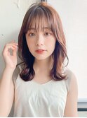 縮毛矯正 くびれヘア レイヤーカット アプリコットオレンジ