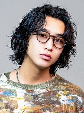 レガシー(REGASEA) 波巻きパーマ 波巻きウルフ ミディアムパーマ メンズミディアム