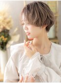 ボブマッシュウルフショートくせ毛風センターパート30代40代c9