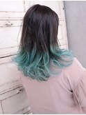 グラデーションカラー　ターコイズグリーン　ダブルカラー