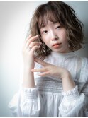 シースルーバングくせ毛風小顔大人ボブ201u戸頭10代20代30代