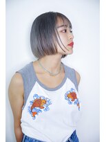 トランク ヘアー デザイン(tranq hair design)&nbsp;大人ボブハイトーン切りっぱなしケアブリーチダブルカラー