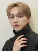 韓国メンズアッシュグレージュカラーシースルーマッシュシルバー