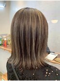 20代～50代☆くびれボブ細めハイライトくすみベージュ本厚木