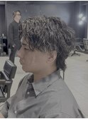 センターパートウルフ&波巻きパーマ&シャドウパーマ&men's
