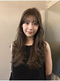 【なりたりみ】ブラウンベージュロングレイヤー前髪カット