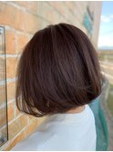 大人綺麗ラウンドボブ　ハイライトスモーキーピンク