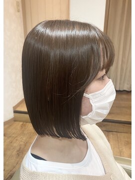 フレア 心 武庫之荘(flare) ぱつっとワンレンボブ*透け感アッシュベージュ