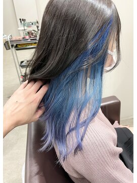 リグ 横浜(Lig.) ケアブリーチハイトーン水色インナーカラーグラデーション