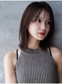 ◯薄めバング短めバングフェイスレイヤーカット切りっぱなしボブ