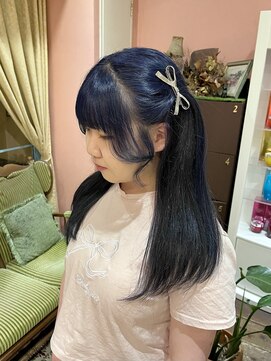 ロチカバイドールヘアー 心斎橋(Rotika by Doll hair) ブルーブラック×リボンアレンジ