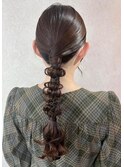 アレンジ　艶髪　髪質改善　ヘアセット　編みおろし　顔まわり