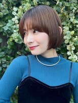 グリーンミドル(GREEN middle)&nbsp;ミニボブ/切りっぱなしボブ/ワイドバング/ピンクブラウンカラー