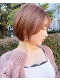 大人ガーリー×前髪ありショートブリーチなしチョコレート[立川]