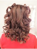 ツイン立体リボンくるくるハーフアップ:ヘアセット
