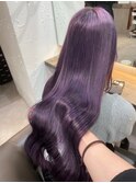 7646ラベンダーパープルブリーチなしダブルカラーレイヤーカット