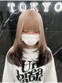 エンドカラー/ホワイトグレージュ/ミニウルフ/チェリーブラウン
