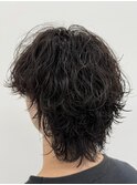 波巻きウルフパーマ絶壁解消くびれミディアム名古屋栄メンズヘア
