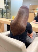 サラツヤロングベージュカラーブリーチしない透明感カラー