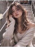 レイヤーパーマベージュロング30代40代透明感ニュアンスパーマ