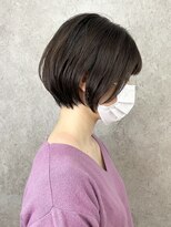 ショートボブ　ミニボブココアブラウンダークカラー前髪あり小顔