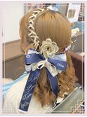 量産型ヘアメ　地雷系ヘアメ　レース編み＋カラーエクステ