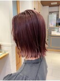 切りっぱなしボブ×カシスピンク