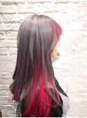 グレー×レッドピンク　上下セパレートカラー