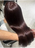 ブリーチなしラベンダーピンクブラウンレイヤーカット