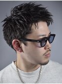 メンズベリーショート短髪束感ツーブロビジネスヘアアップバング