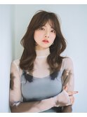 くびれミディアムレイヤー韓国ヘア前髪カット
