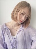 ベージュカラー×ナチュラルボブ