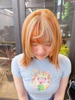 オレンジ×ベージュのミックスカラー