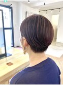 パープルハンサムショートカット前髪あり前髪なし30代40代50代
