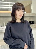 顔まわりレイヤー/くびれボブ/ミディアムボブ