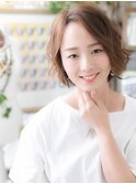 ミルクティーカラー小顔前下がりボブパーマc6北浦和20代30代40代