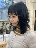 ブリーチなしカラー冬カラーウルフレイヤーカット