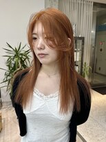 アンドスタイル(&style) オレンジベージュ ダブルカラー 顔まわりカット