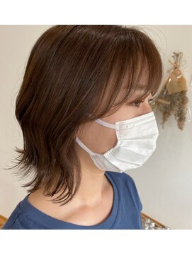 ヘアーデザインスリール(Hair Design THRIRE) くびれボブ/ミルクティーベージュ/フェザーバング