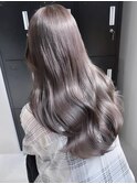 ba768_透明感ニュアンスカラーグレーベージュウェーブ巻き