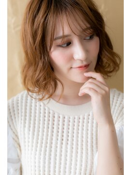 カバーヘア ブリス 川口(COVER HAIR bliss) ブラッドオレンジ小顔ドーリーカール金髪ボブY川口20代30代40代