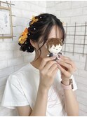 編み込みツインお団子