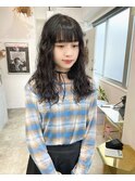 【奥山】ぱっつん×ウェーブパーマ