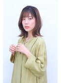 こなれミディ/前髪/黒髪/ボブルフ/ネビージュ/小顔/ワンレン
